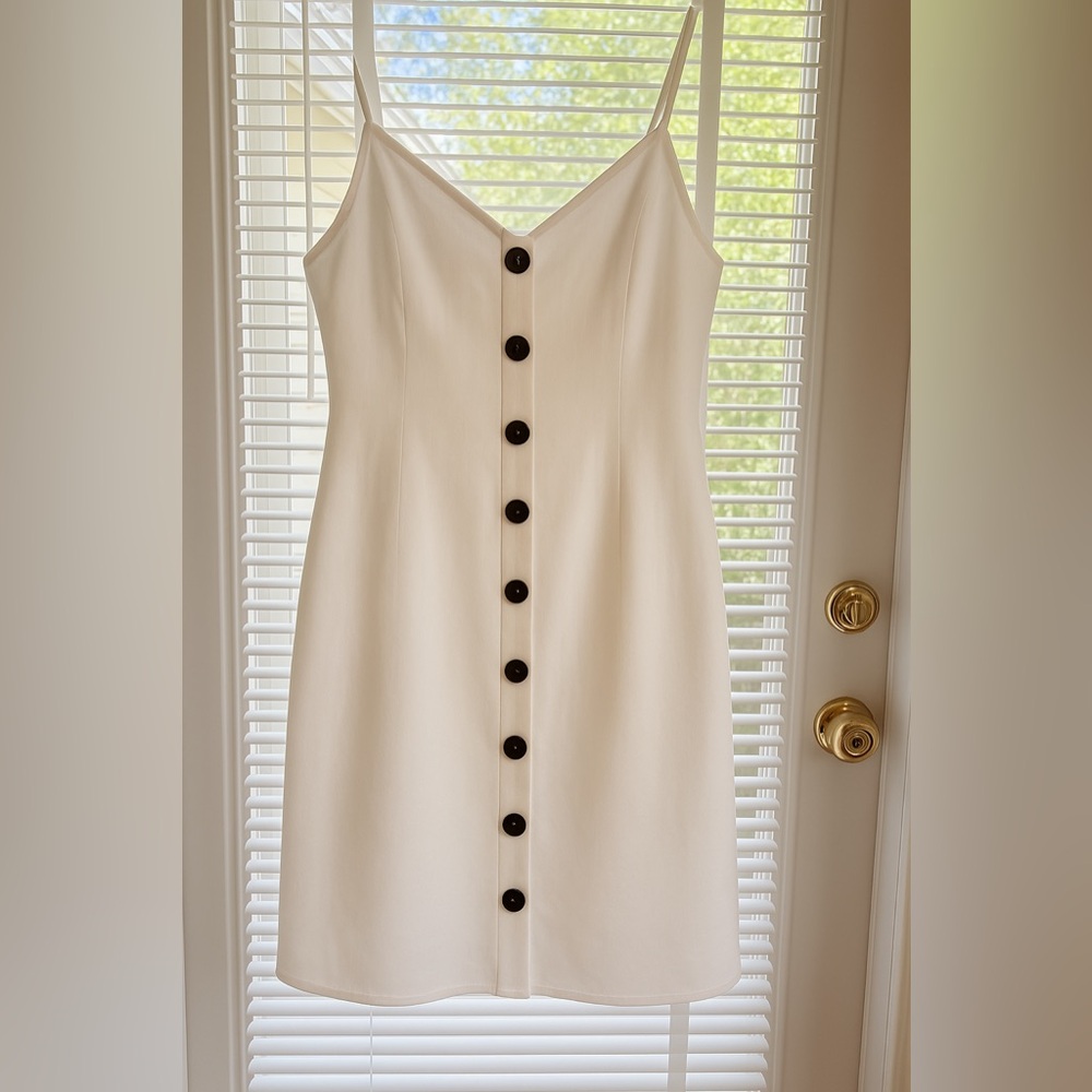 EXPRESS Button Front Linen-Blend White Cami Dress (Size L) 
FREE SHIPPING
